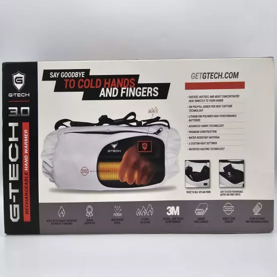 G-Tech Re-Chargeable Heated Sports Golf Hand Warmer Pouch 3M insulated Black