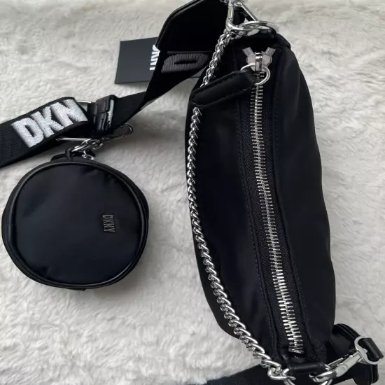 DKNY Black Cairo MD Pouchette Crossbody Bag with Airpod Case Pouch MSRP $128 NWT