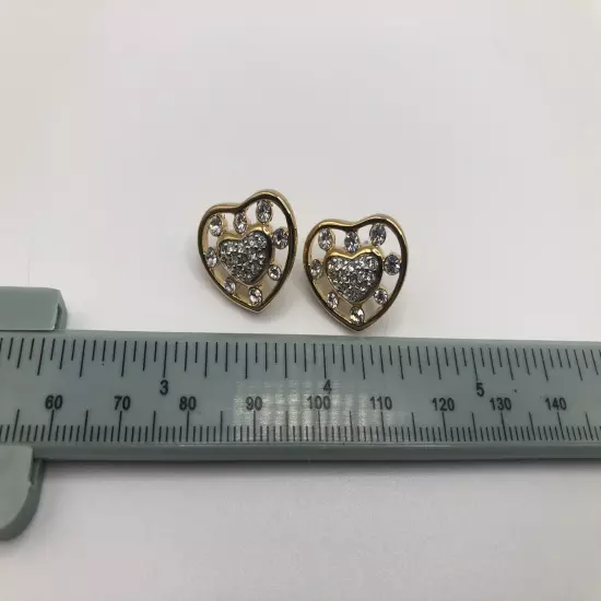 Swarovski Crystals Gold Tone Heart Women’s Pierced Earrings