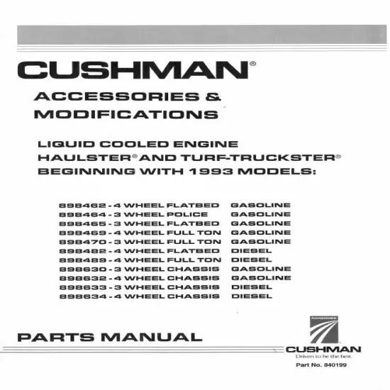 Cushman Accessories & Modifications Parts Manual 849199 - Digital Format