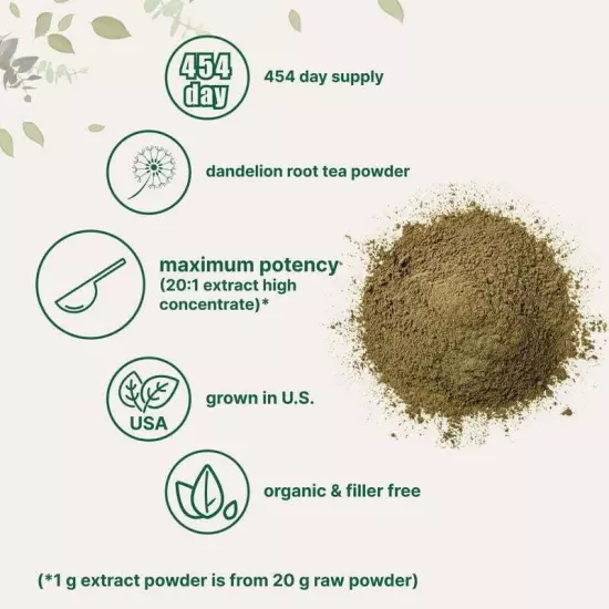 Organic Dandelion Root Powder Root Tea Powder 1lb 100% Roasted Dandelion Non-GMO