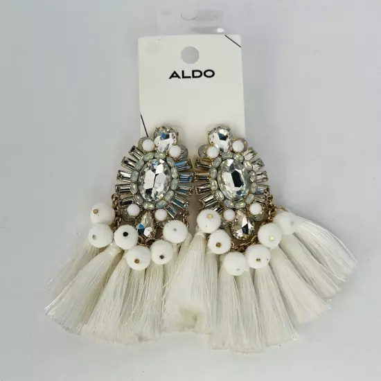 ALDO White Tassels/ Crystal Statement Earrings!