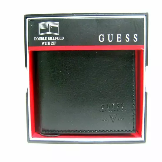 GUESS MEN'S DOUBLE BILLFOLD BLACK CREDIT CARD ID WALLET 