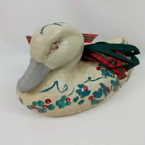 Vintage CARRY LITE Duck Decoy Milwaukee Wis.Painted Decor Christmas Theme Holly