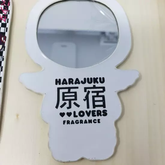 RARE HARAJUKU LOVERS Perfume Vinyl Girl Handheld Mirror & Case for handbag purse