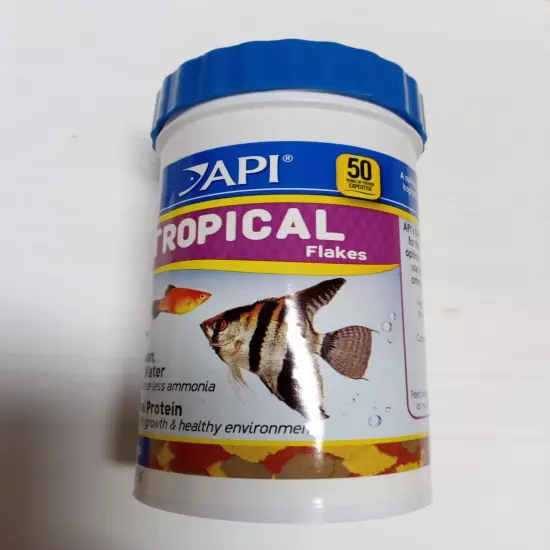 API Tropical Fish Flake Food 1.1 oz for angelfish, discus, barbs and guppies