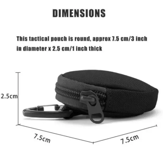 Black Tactical Wallet Pouch Key Coin Purse With Hook Earphone Bag Pouch Hunting