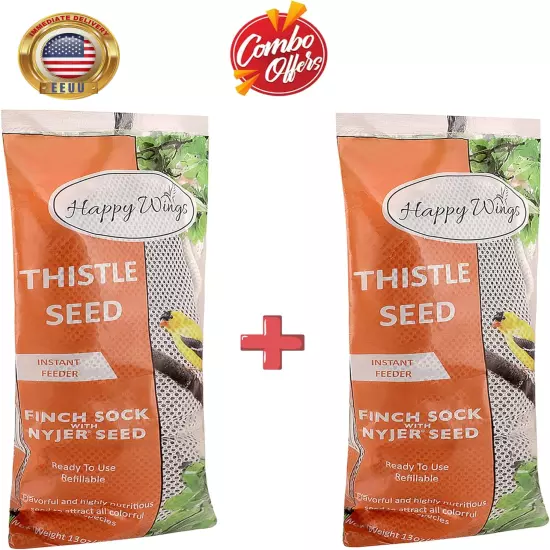 Nyjer/Thistle Seeds Wild Bird Food - (Pack of 2, 13 Ounce X 2) | Prefilled Sock 