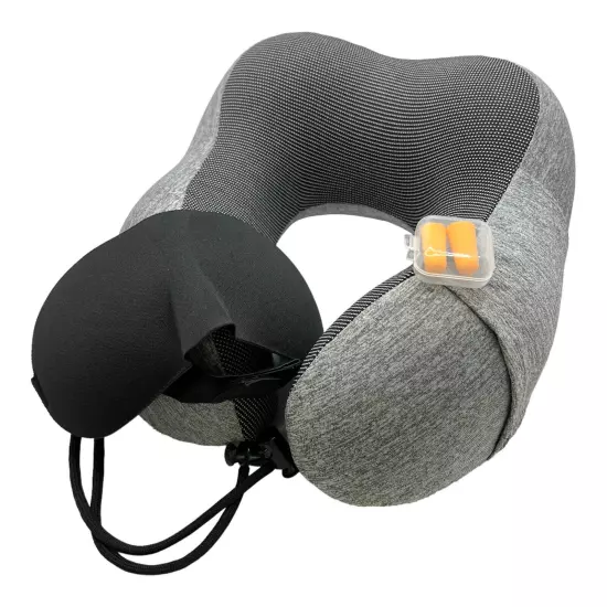 Neck Pillow for Travel Memory Foam Adjustable Storage Bag, Sleep Mask & Ear Plug