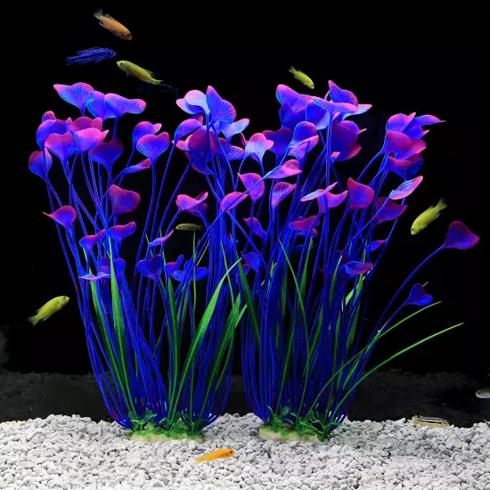 Plastic Plants for Aquarium,Tall Artificial Plants for Fish Tank Decor 15.6 Inch