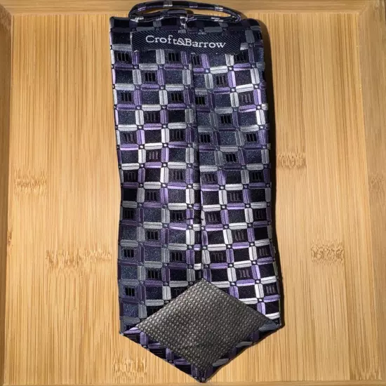 Croft & Barrow Purple Geometric Polyester Tie - 58L 3.25W