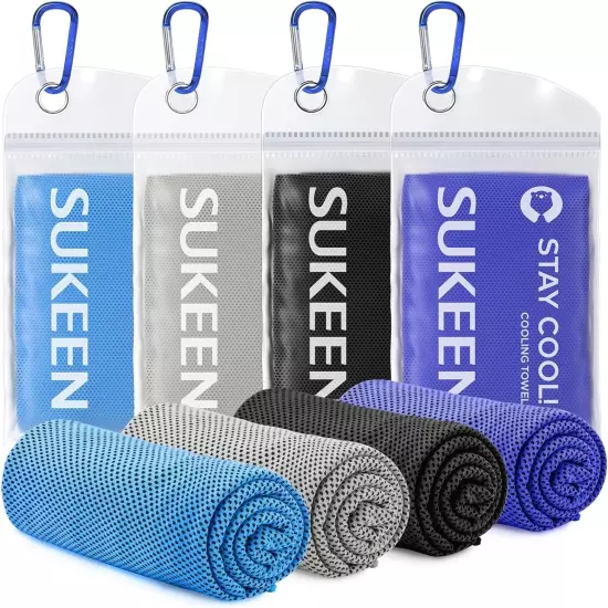 4 Pack Cooling Towel (40"x12"),Ice Towel,Soft Breathable Chilly Towel