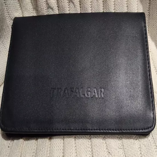 Trafalgar Full Zip Travel Folio Passport Wallet Navy Blue Vinyl