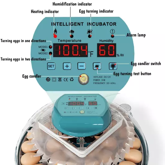 Egg Incubator Intelligent Incubator for Chicken Eggs with Automatic Humidity C