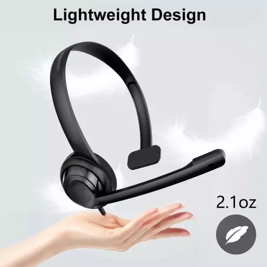 USB Wired Computer Headset with Noise-Cancelling Microphone for Skype Meetings