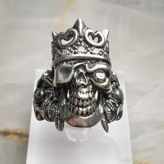 Vintage Japanese BU-BOON Sterling Silver Skull Ring Sterling Silver Size 11 