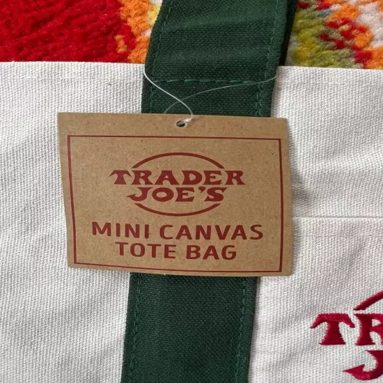 TRADER JOE'S CANVAS MINI Reusable tote bag NWT Set of 4 - Red+Blue+Green+Yellow