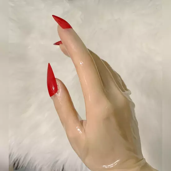 Handmade Transparent Latex Short Gloves with Nail Gummi Opera Gloves 0.2mm