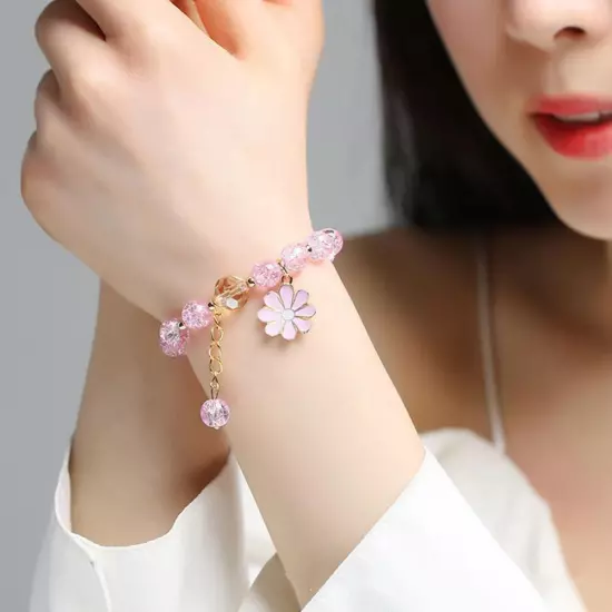 Crystal Bracelet Daisy Bracelet Beads Cute Girly Fashion Gelang Accessories C2N9