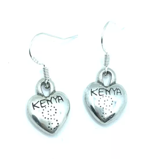 Brighton Kenya Hearts Puffed Dots Etched Silver Bright Custom Earrings