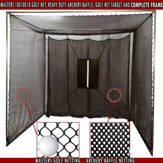 Golf Cage Practice Net & Baffle 10' x 10' x 10' (#252Poly) Frame Not Included