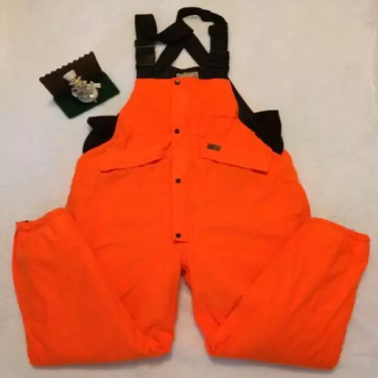 Woolrich Outdoor Hunting Bibs Overalls Waterproof Breathable Mens XL NEON ORANGE