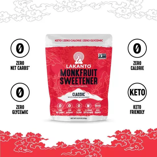 Lakanto Classic Monk Fruit Sweetener with Erythritol - White Sugar Substitute...