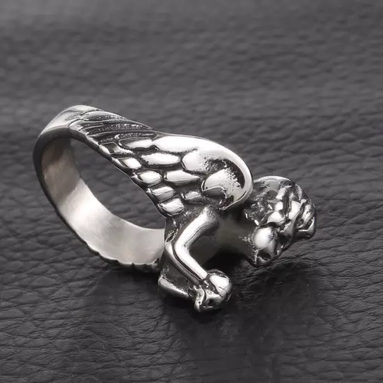 The Angel God Of Love Cupid Ring Men's Stainless Steel Ring Biker Punk Gothic