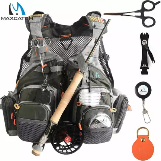 Maxcatch Fly Fishing Mesh Vest (Vest / Sling Pack / Backpack) Adjustable Size