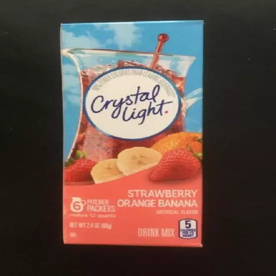 4 Boxes Crystal Light Strawberry Orange Banana Drink Mix Pitcher Pack 2.4 oz