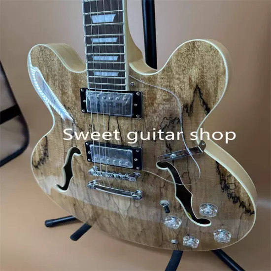 New ES335 Semi Hollow Natural Electric Guitart 2H Pickups Fixed Bridge Fast Ship