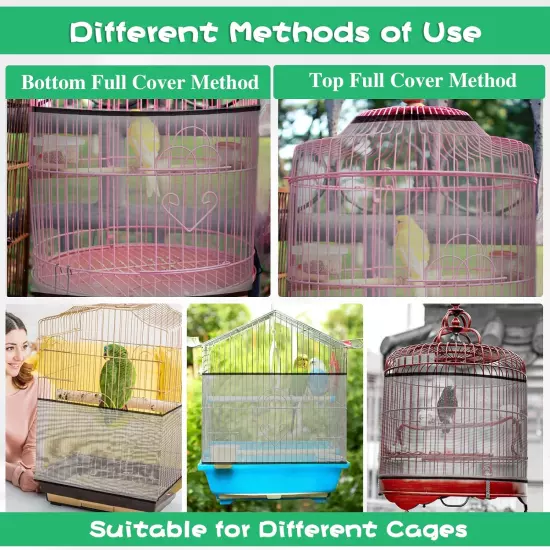 Cage Seed Catcher, Universal Adjustable Birdcage Cover Skirt Cage Net Cover Nylo