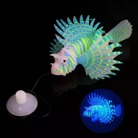 ⭐Artificial Glowing Lion Fish Luminous Fake Fish Aquarium Floating Glow In Da〕 □