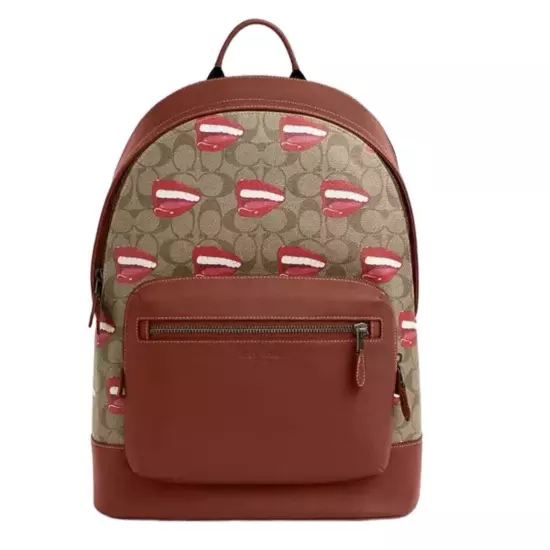 NWT Coach X Tom Wesselmann West Backpack Red Terracotta Signature Canvas CQ084