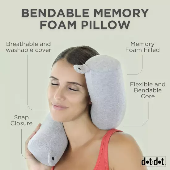 Dot&Dot Twist Memory Foam Travel Pillow for Airplanes - Travel Neck Pillow for S