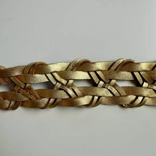 Hollister Women's XS/S Small Gold Woven Leather 1.75" Width Belt Glam Y2K Casual