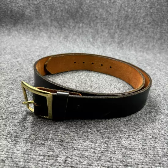 Jay Pee Belt Mens 44 Black Genuine Leather Brass Buckle Workwear