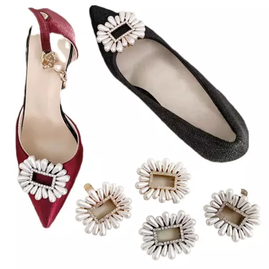 Pearl Shoe Clips Crystal Pearls Charm Buckle Charms Jewelry Shoes Buckles 1Pc