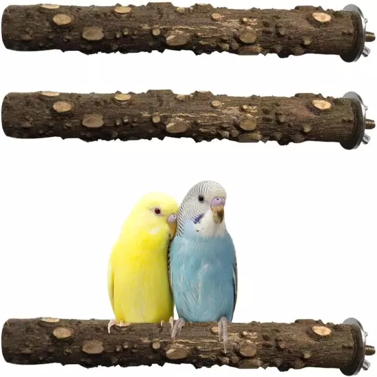 3Pcs Bird Perches for Cage, Nature Wood Prickly Parrot Stand Toy Paw Grinding St