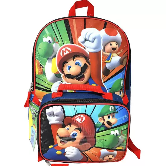 Super Mario 16 Inch Backpack and Lunch Bag Set