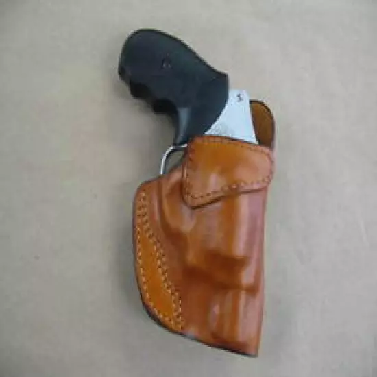 S&W J Frame Revolver Leather 1 Slot OWB Belt Concealment Holster CCW - TAN RH