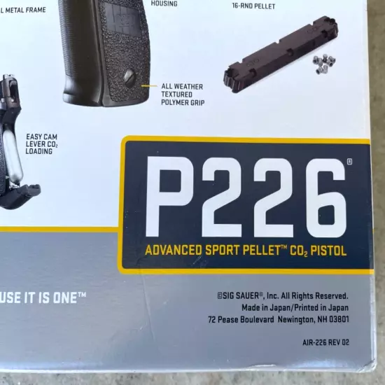 Authentic Sig P226 CO2 Pellet Pistol 480fps .177cal - BLK New Unopened Box