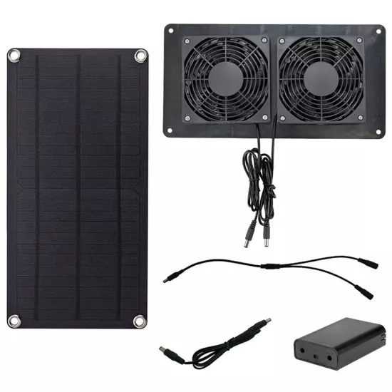 10W 12V Mini Ventilator Solar Fan Solar Powered Dual Fan for Greenhouses Shed RV