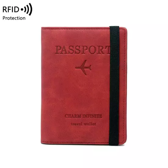 RFID Blocking Leather Passport ID Card Holder Pocket Travel Wallet Case Cover US