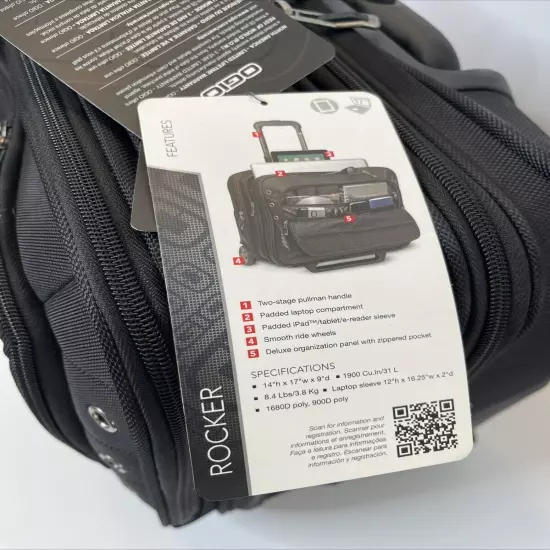 Ogio Rocker Laptop Suitcase Luggage Bag Brand New Rolling Wheels 14”x17”x9”