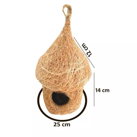 Coir Birds Hut shape House for Cage all birds love birds,Color -brown 2PC