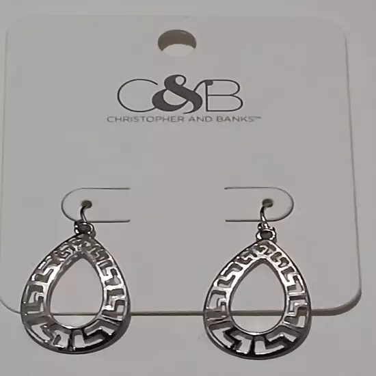 Christopher & Banks Dangle Drop Silverstone Pierced Earrings #A18