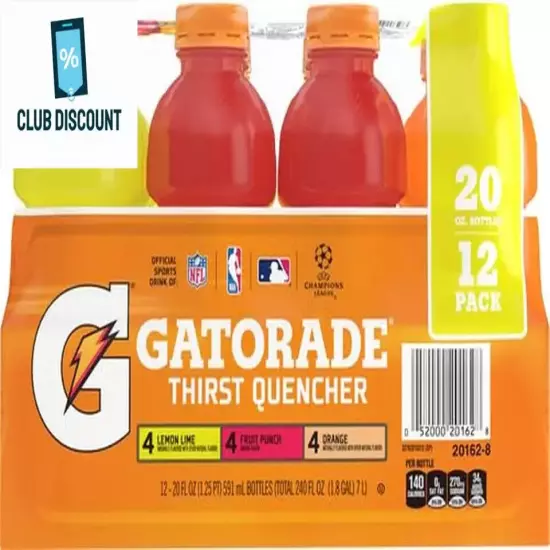 Gatorade Thirst Quencher Sports Drink Variety Pack 20oz Bottles 12 Pack