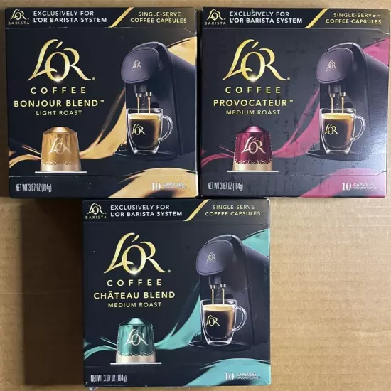 L'OR Barista Coffee Pods, Peet's Coffee Variety 3Pack - 30 Single-Serve-Open Box