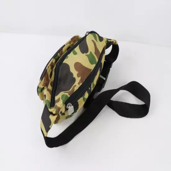 Vtg 90s Streetwear Distressed Camouflage Festival Fanny Pack Belted Waist Bag